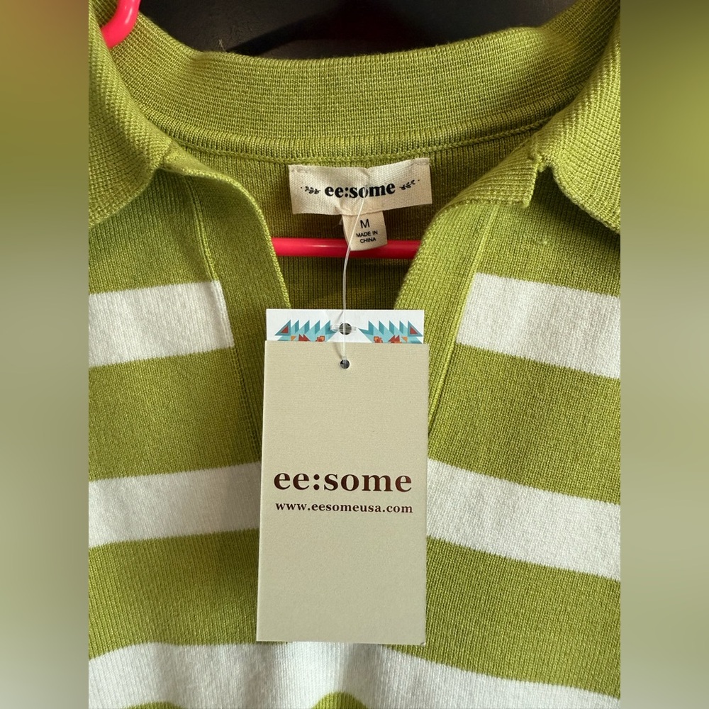 Eesome Olive and White Striped Knit Top - Picture 3 of 3